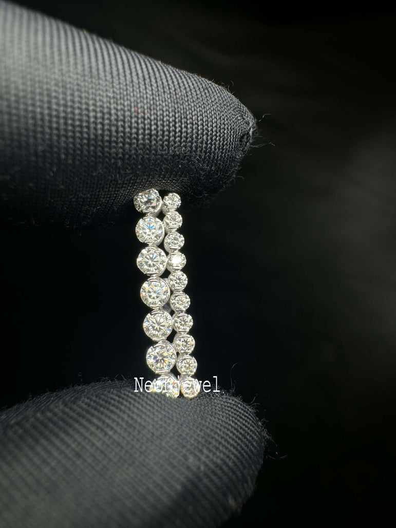 Alice Sparkle invisible Set diamond Bar 14K Gold earring, lab diamond straight bar piercing