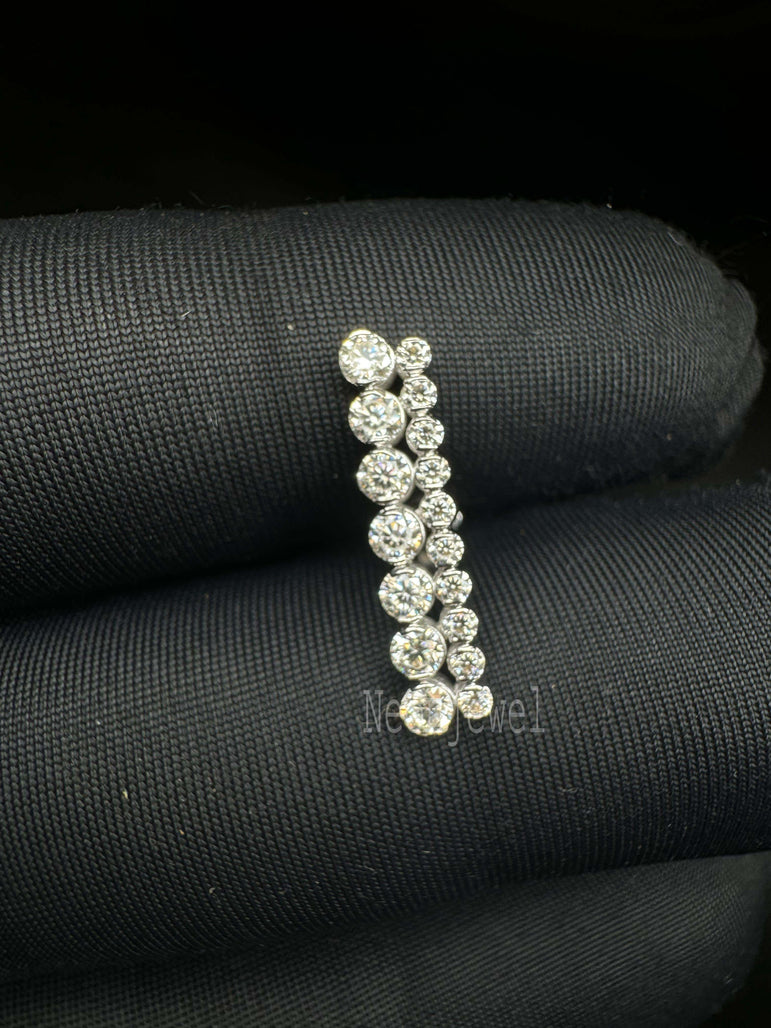 Alice Sparkle invisible Set diamond Bar 14K Gold earring, lab diamond straight bar piercing