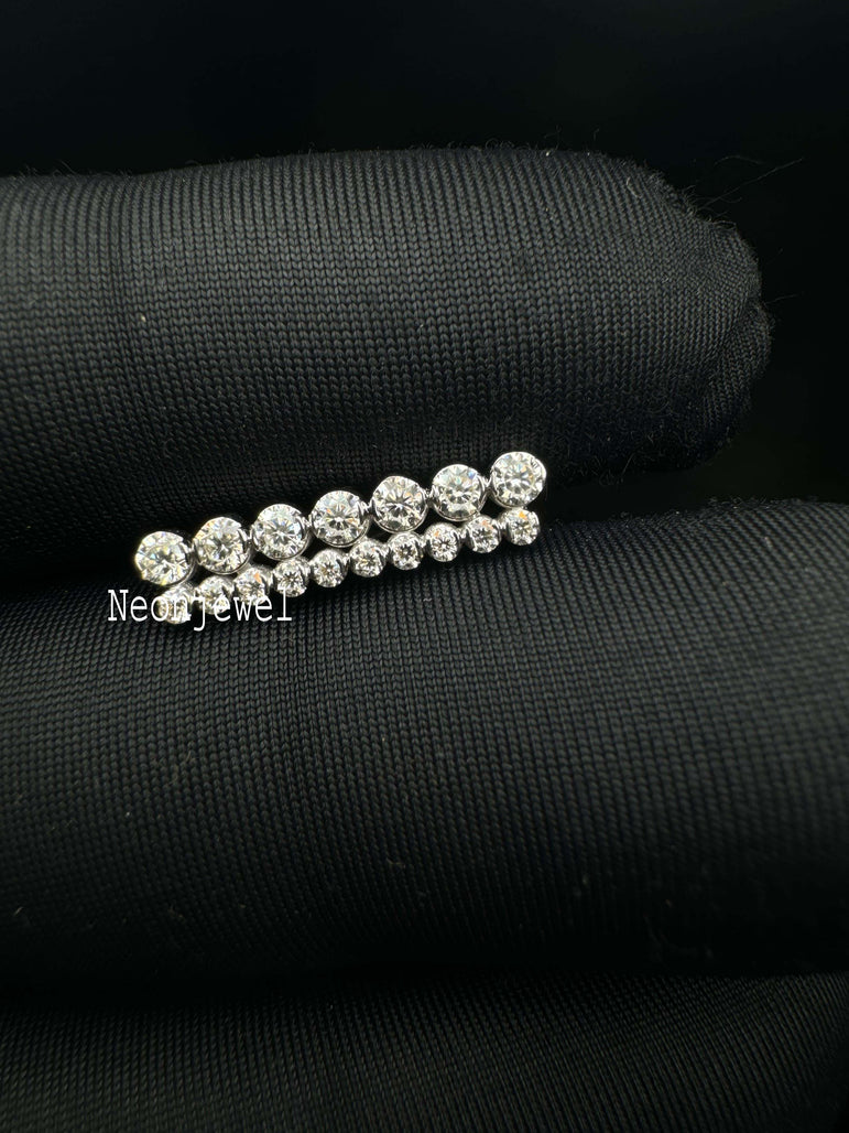 Alice Sparkle invisible Set diamond Bar 14K Gold earring, lab diamond straight bar piercing