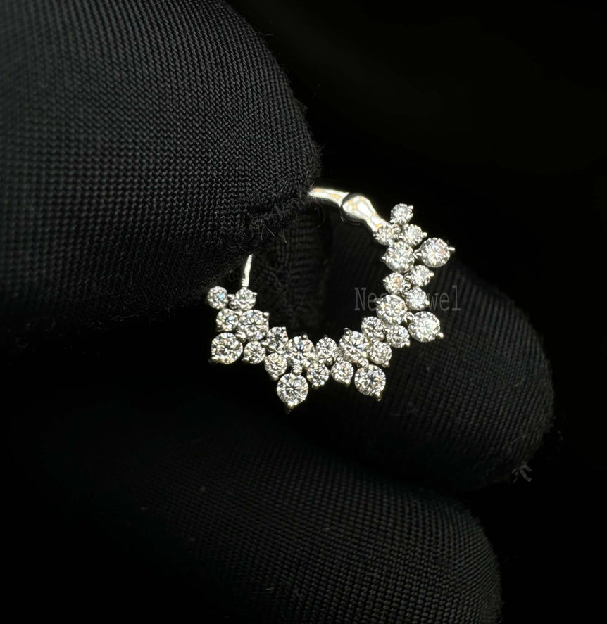 Double Halo Diamond Clicker Diamond Apsara Hoop Earring 16g Septum Conch Clicker Left Right Side Nose Ring