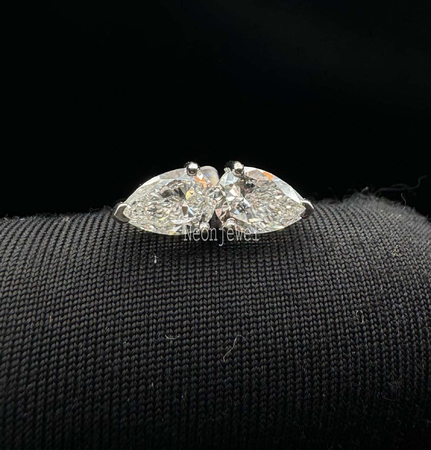 lily's Florence Sparkle Double Diamond Helix Stud Earring Single 6X4MM Each Pear Lab grown Diamond Stud For Her