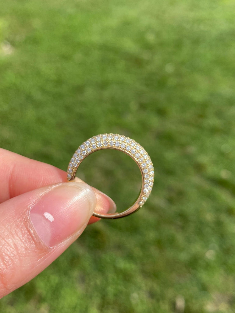 Dainty Round Moissanite Wedding Band Unique Stacking Ring