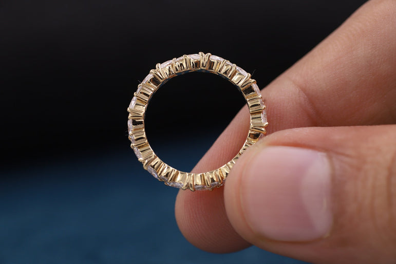 Marquise Wedding Band Marquise & Round Moissanite Band Cluster Diamond Ring For Her