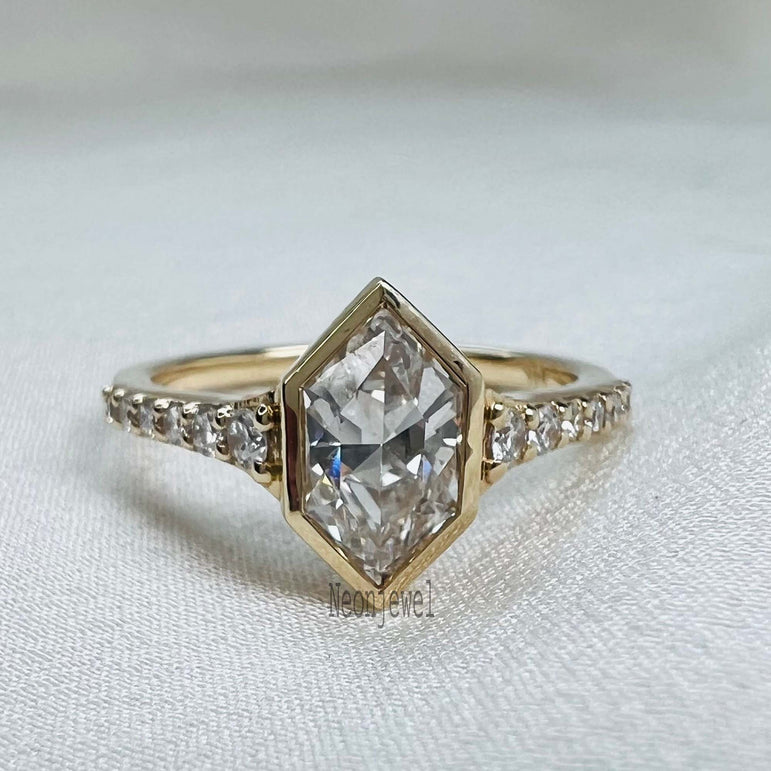 2.20 Ct Dutch Marquise Moissanite Engagement Ring 14K Solid Yellow Gold Diamond Ring