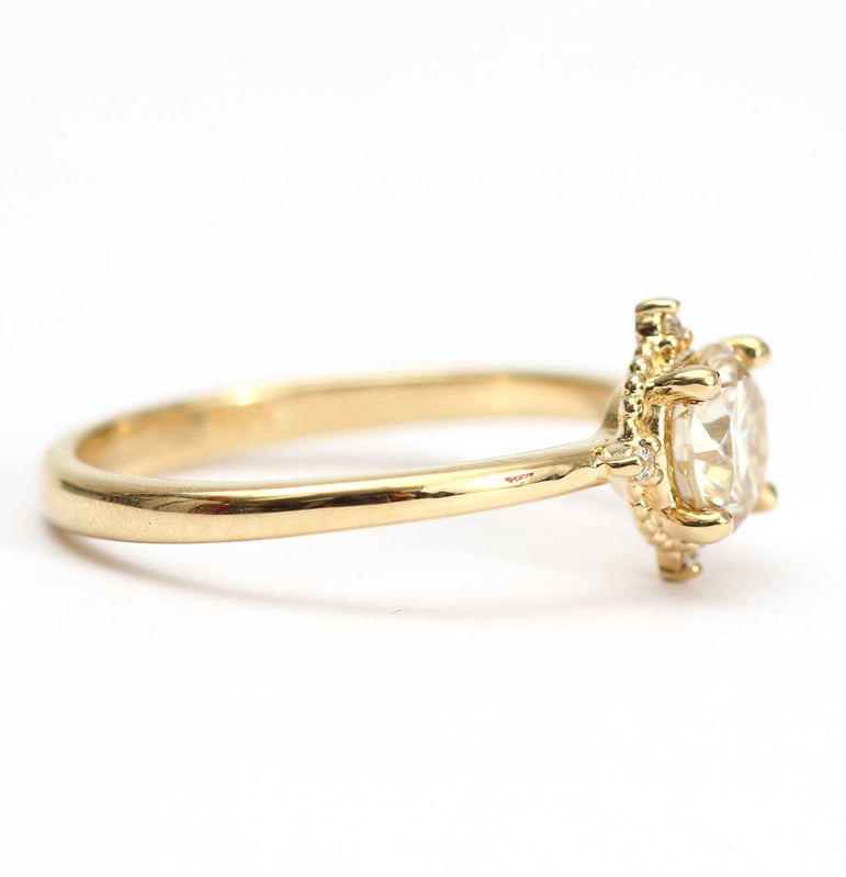 1.50 Ct Round Moissanite Cluster Wedding Ring 14K Solid Yellow Gold