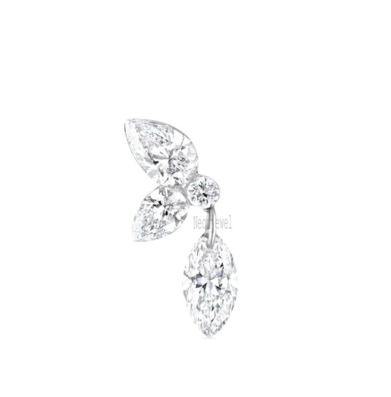 Echo Marquise Diamond Stud Earring Pear Diamond Threaded Stud Earring Daith Piercing