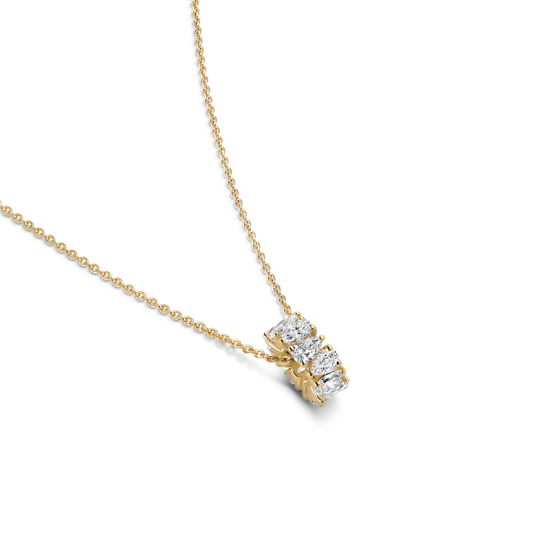 Pear Diamond Bead Charm Necklace 14k Real Gold Rondels Pendant Lab Grown Diamond Minimalist Delicate Luxury Gold Everyday Charm Necklace