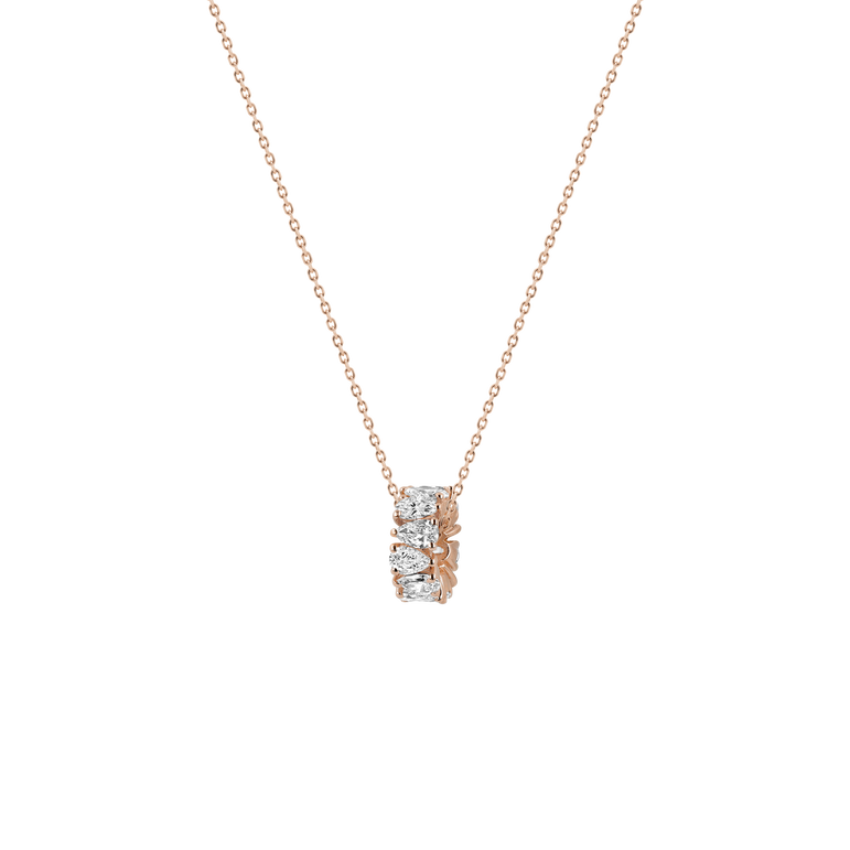 Pear Diamond Bead Charm Necklace 14k Real Gold Rondels Pendant Lab Grown Diamond Minimalist Delicate Luxury Gold Everyday Charm Necklace
