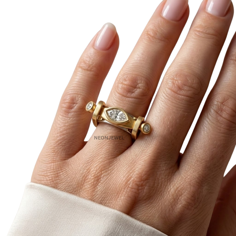 Gold Marquise Diamond Oura Ring Cover | Luxury Smart Ring Protector | 14K Gold Plated Crystal Oura Ring Jacket