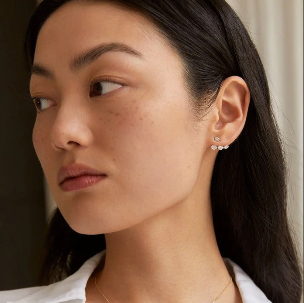 Pear Diamond Ear Jacket 14k Solid Gold Dangle Drop Earring For Stud Sparkling Lab Grown Diamond Earring