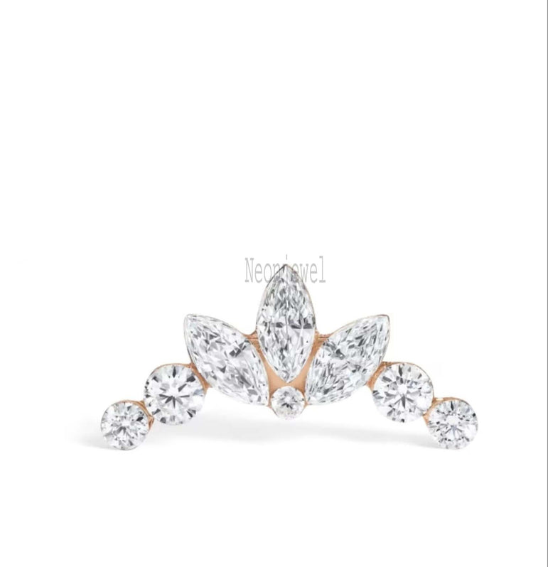 Invisible Set Diamond Cartilage Ear Piercing Marquise Diamond Lotus Garland Threaded Stud