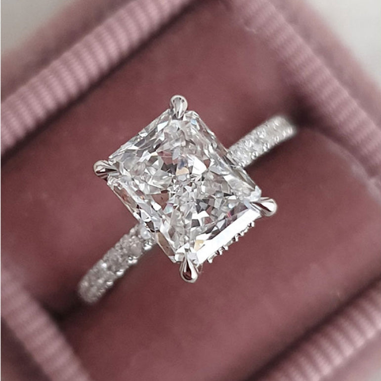 2.00 Ct Colorless Moissanite Engagement Ring Radiant Moissanite Wedding Proposal Ring