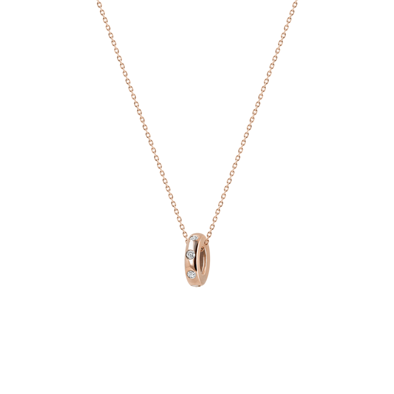 Flush Set Diamond Rondels Charm Necklace 14k Real Gold Round Cut Sparkling Lab Grown Diamond Minimalist Chunky Charm Holder Necklace