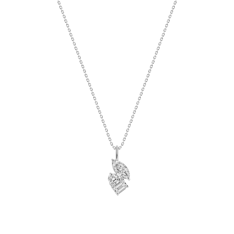Trilogy Diamond Pendant Necklace Minimalist Everyday Cluster 14k Gold Prong Set Charm Necklace Sparkling Lab Diamond Pendant For Women