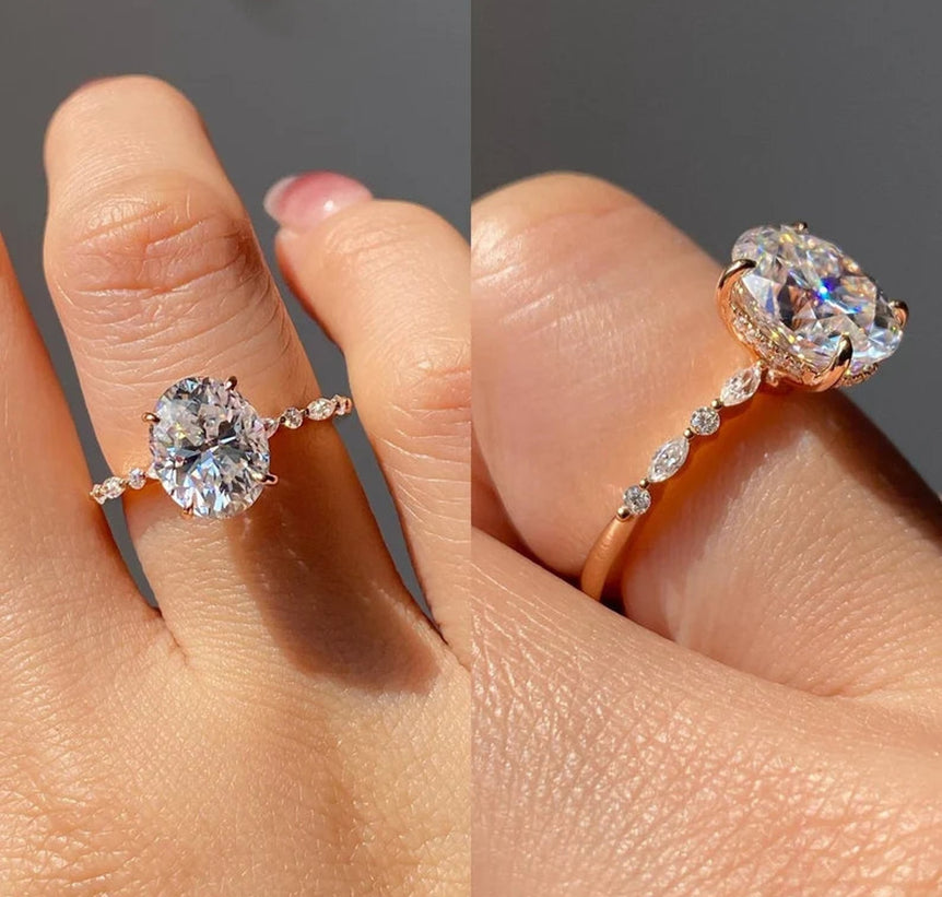 Oval Lab Grown Diamond Engagement Ring Unique Oval Diamond Women Ring