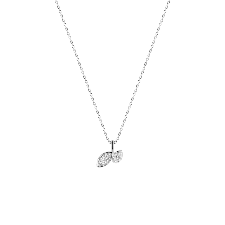 Diamond Leaf Pendant Necklace Everyday 14k Gold Bezel Set Charm Necklace Sparkling Marquise Lab Grown Unique Dainty Diamond Pendant