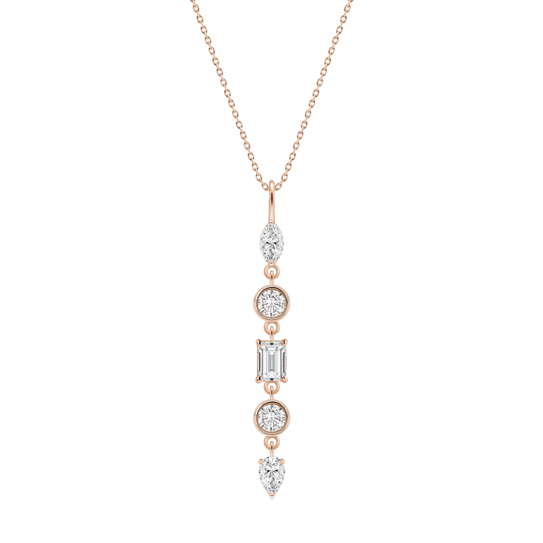 Diamond Leaf Pendant Necklace Everyday 14k Gold Bezel Set Charm Necklace Sparkling Marquise Lab Grown Unique Dainty Diamond Pendant (Copy)