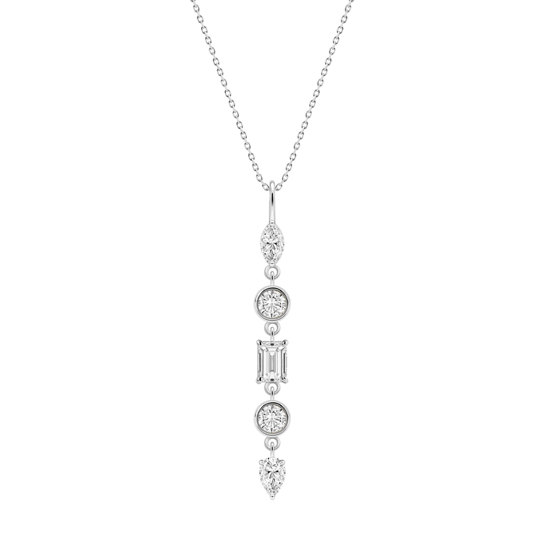 Diamond Leaf Pendant Necklace Everyday 14k Gold Bezel Set Charm Necklace Sparkling Marquise Lab Grown Unique Dainty Diamond Pendant (Copy)