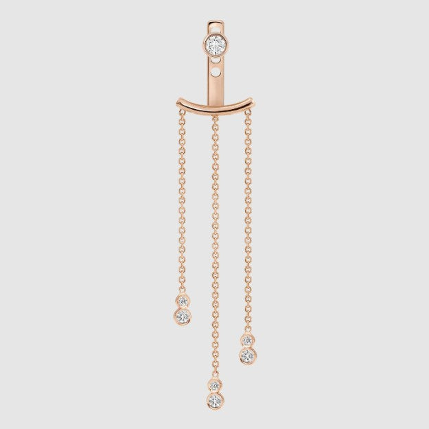 Diamond Ear Jacket Earring 14k Solid Gold Dangle Drop Chain Earring Curved Bar Ear Jacket For Stud Bezel Setting Lab Grown Diamond Earring
