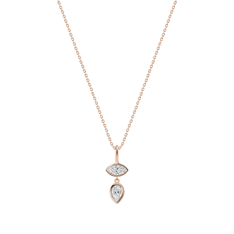 Diamond Leaf Pendant Necklace Everyday 14k Gold Bezel Set Charm Necklace Sparkling Marquise Lab Grown Unique Dainty Diamond Pendant (Copy) (Copy)