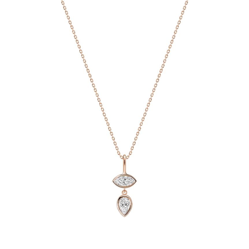 Diamond Leaf Pendant Necklace Everyday 14k Gold Bezel Set Charm Necklace Sparkling Marquise Lab Grown Unique Dainty Diamond Pendant (Copy) (Copy)