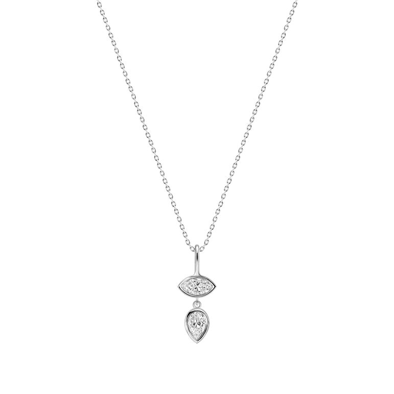 Diamond Leaf Pendant Necklace Everyday 14k Gold Bezel Set Charm Necklace Sparkling Marquise Lab Grown Unique Dainty Diamond Pendant (Copy) (Copy)