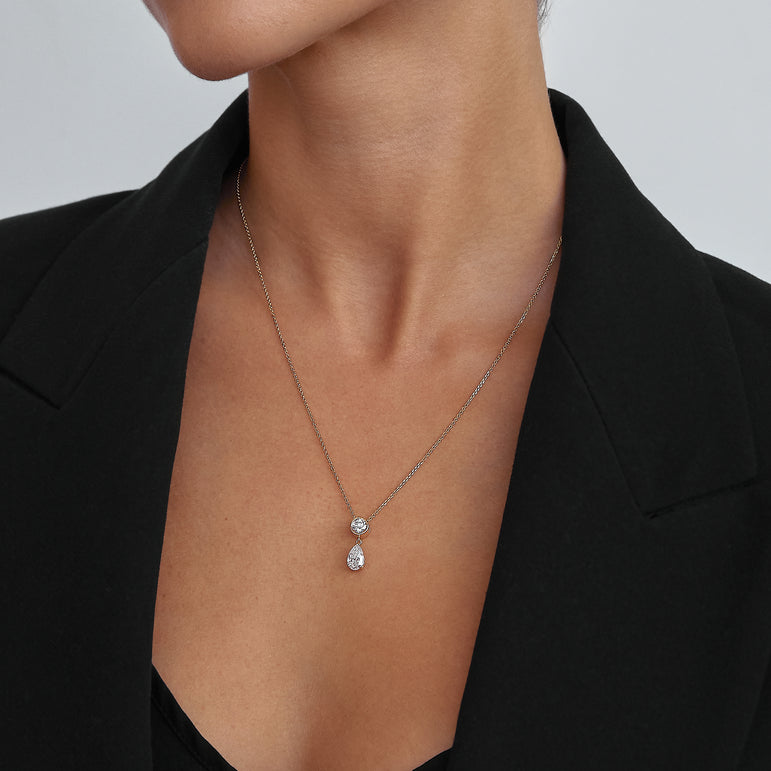 Pear Diamond Drop Pendant Necklace Minimalist Dainty Lab Grown Diamond Teardrop Bridal Necklace Solitaire Pendant For Her