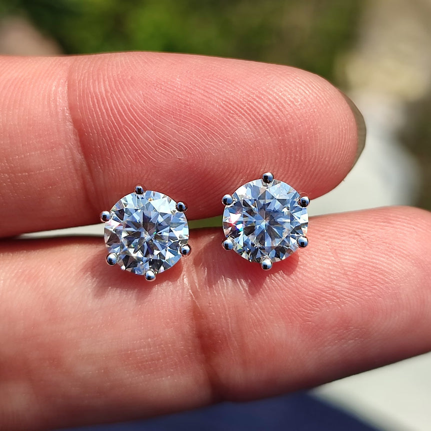 1 + 1 Ct Colorless Round Moissanite Solitaire Stud Earring Dainty Diamond Earrings