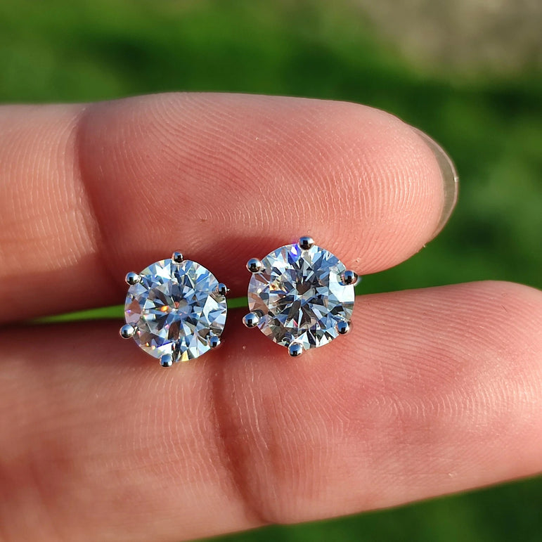 1 + 1 Ct Colorless Round Moissanite Solitaire Stud Earring Dainty Diamond Earrings