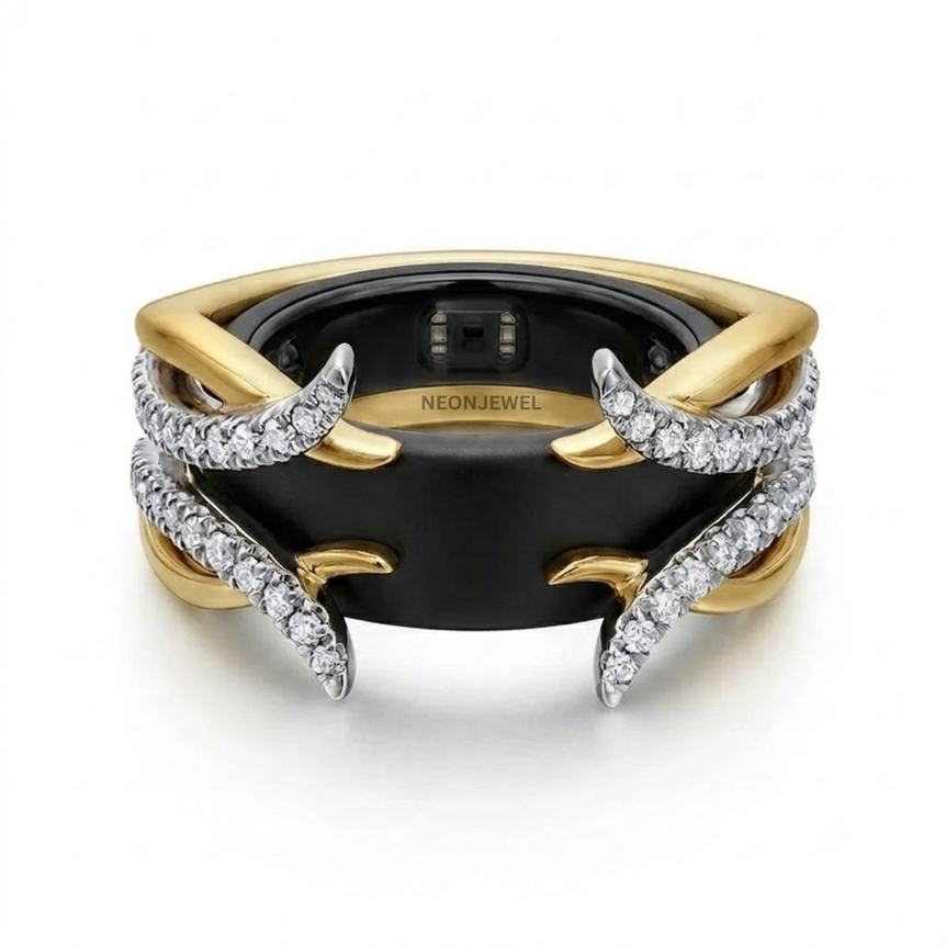 Gothic Claw Ring Enhancer Guard, Intertwined Thorn Smart Ring Jacket, Two-Tone Statement Ring Cover for Smart Rings