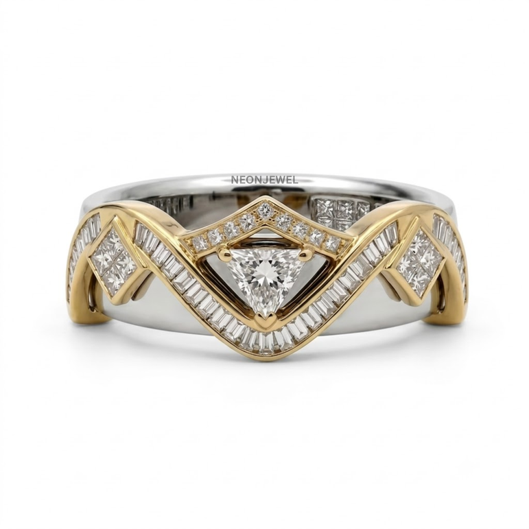 Trillion Cut Moissanite Smart Ring Cover • Geometric Baguette & Square Diamond Ring Guard • Architectural Protector Jacket for Tech Rings