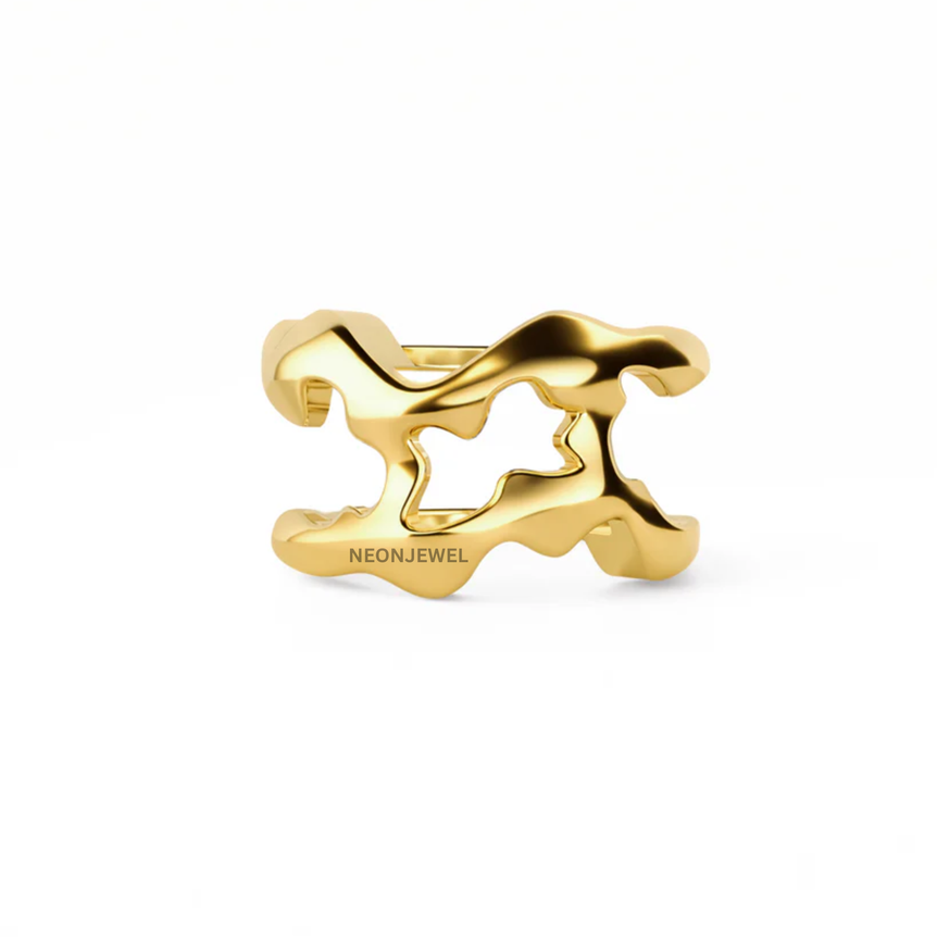 Abstract Open-Work Gold Oura Ring 5 Accessory