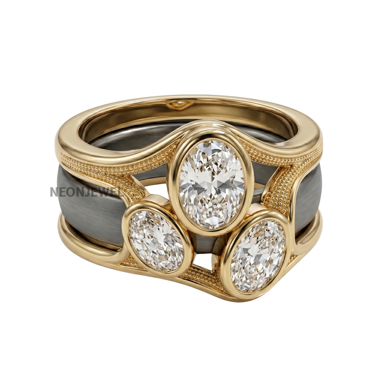 Solid Gold Oura Ring 5 Cover Lab Grown Diamond Smart Ring Jacket Luxury Tech Accessory Oura Ring 5 Protective Diamond Wrap Slim Huggie