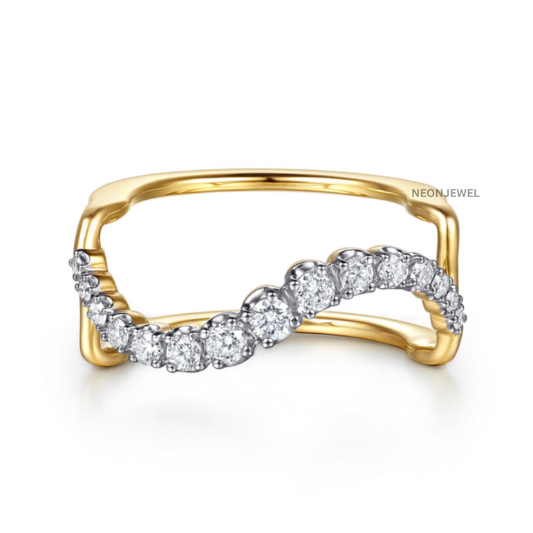 Luxury Wave Smart Ring Guard – Crystal Encrusted Statement Ring Cover Overlay