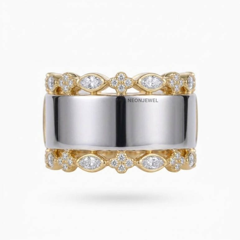 Vintage-Inspired Marquise Crystal Oura Ring Cover | Floral & Leaf Accent Smart Ring Enhancer Set