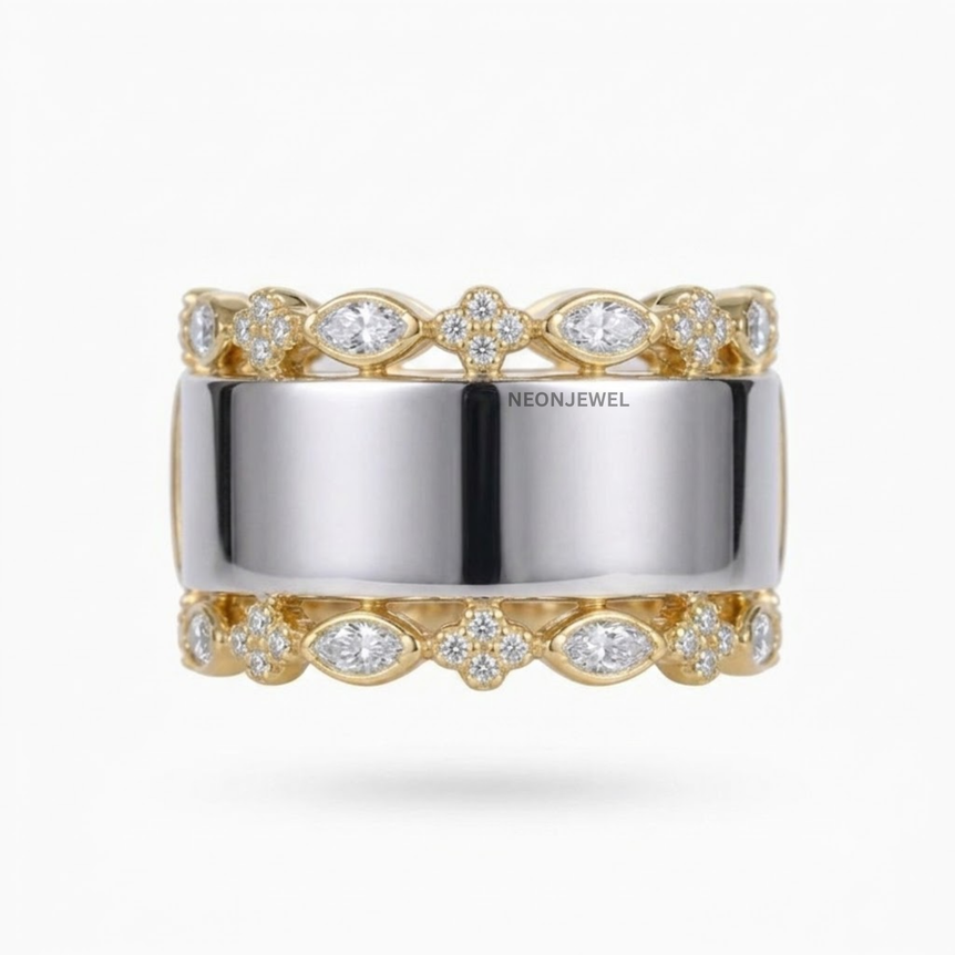 Vintage-Inspired Marquise Crystal Oura Ring Cover | Floral & Leaf Accent Smart Ring Enhancer Set