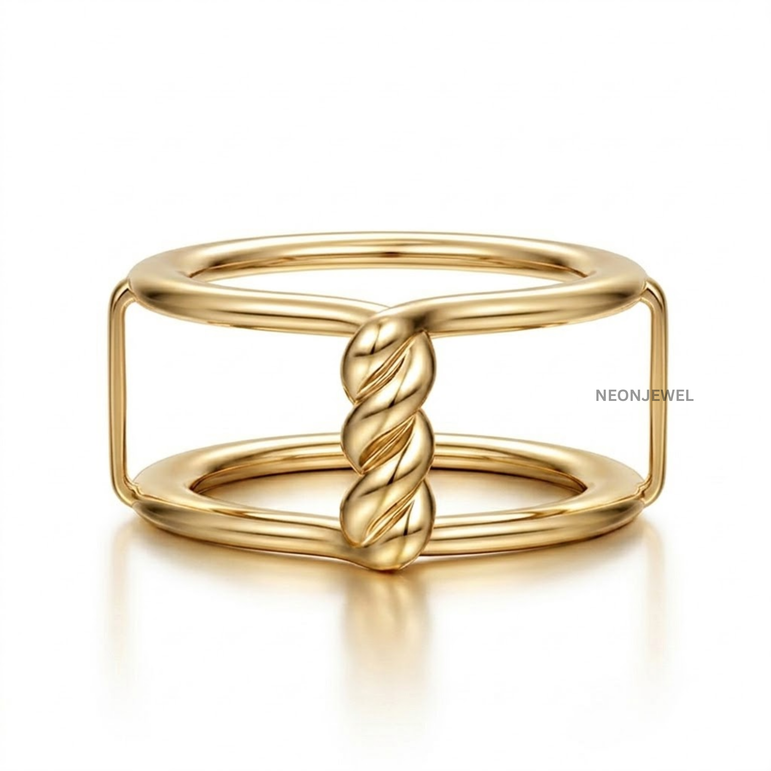 Gold Twisted Rope Cover for Oura Ring, Smooth Double Band Smart Ring Protector