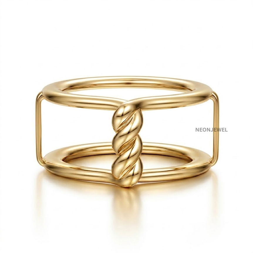 Gold Twisted Rope Cover for Oura Ring, Smooth Double Band Smart Ring Protector