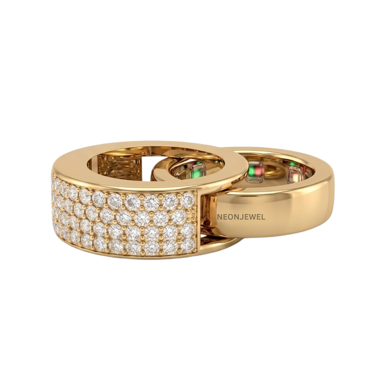 Luxury Full Pavé Oura Ring Cover | 4-Row Crystal Eternity Smart Ring Shield | High-Bling Diamond Smart Tech Jewelry Protector