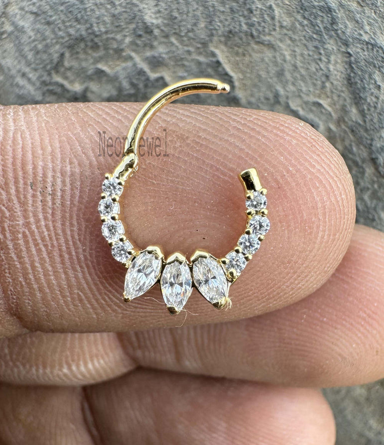 Natural Diamond Helix Earrings Daith Hinged Nose Ring Diamond Rook Earring CVD Diamond Clicker