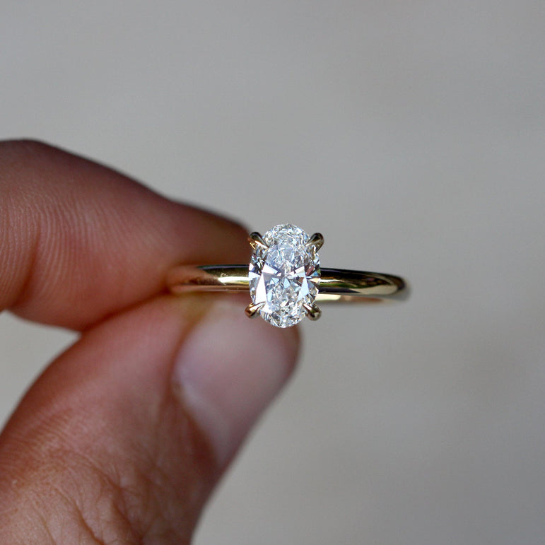 Oval Moissanite Solitaire Engagement Ring 10K Solid Yellow Gold Anniversary Gift Ring