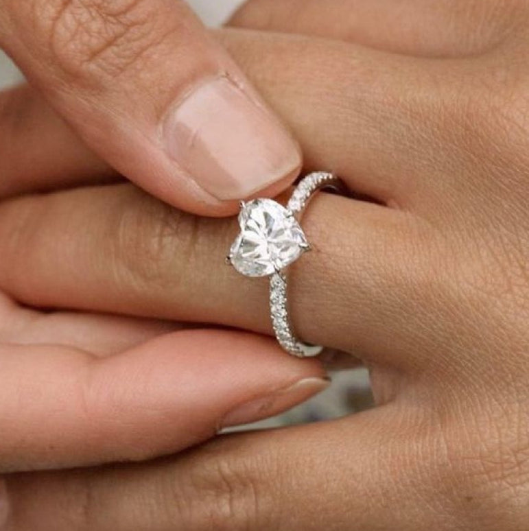 Classic Heart Cut Moissanite Engagement Ring For Her Delicate Anniversary Gift Ring