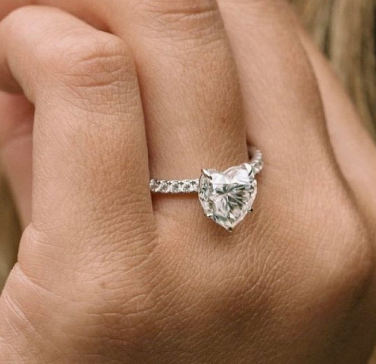 Classic Heart Cut Moissanite Engagement Ring For Her Delicate Anniversary Gift Ring