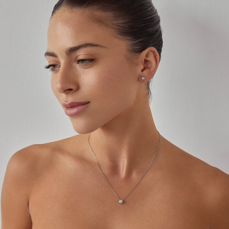 Round Diamond Pendant Necklace Bezel Set Charm Necklace Lab Grown Dainty Diamond Solitaire Everyday Wear Necklace