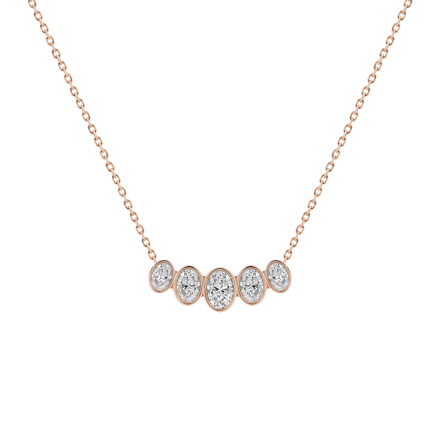 Oval Diamond Bar Necklace Minimalist 14k 18k Real Gold Charm Necklace Lab Grown Dainty Diamond Layering Everyday Wear Pendant Necklace