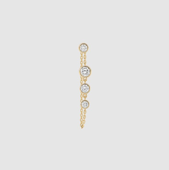 Diamond Chain Earring Ear Stud Chain Jacket Front Back Ear Jacket 14k Gold Dainty Minimalist Chain Earring Sparkling Lab Grown Earring