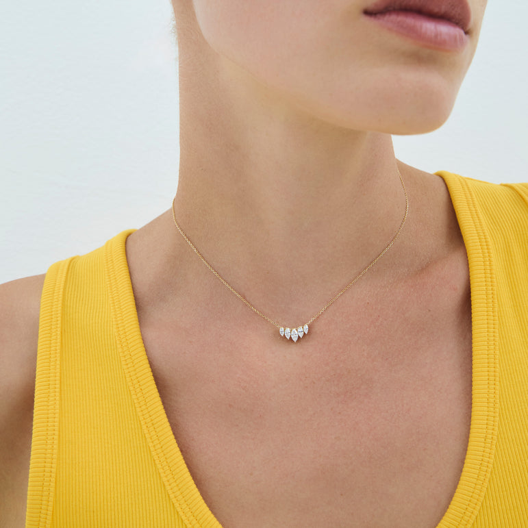 Marquise Diamond Necklace Minimalist Charm Necklace Lab Grown Dainty Diamond Everyday Elegant Layering Pendant Necklace