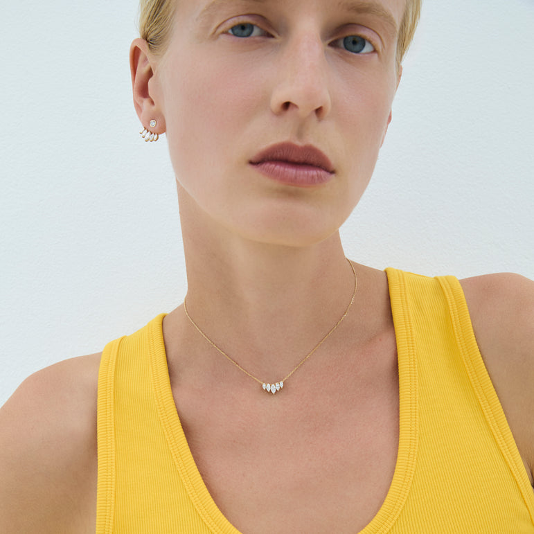 Marquise Diamond Necklace Minimalist Charm Necklace Lab Grown Dainty Diamond Everyday Elegant Layering Pendant Necklace