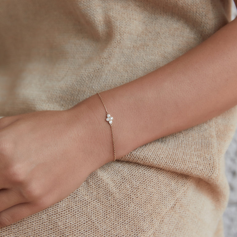 Dainty Diamond Bracelet Pear And Round Cut Lab Grown Diamond Minimalist Layering Everyday Solitaire Chunky Chain Bracelet
