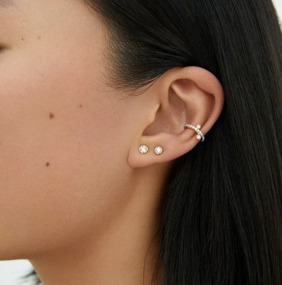 Pave Round Diamond Ear Cuff Real Solid Gold Sparkling Lab Grown Diamond Ear Cuff 18k Gold Dainty Minimalist Everyday Wear Ear Cuff